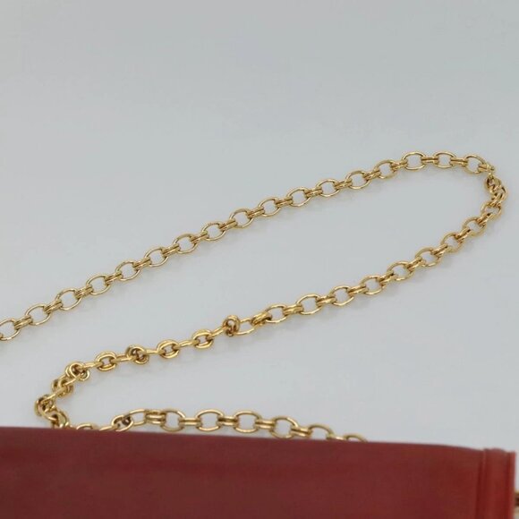 CHANEL Chain Shoulder Bag Lamb Skin Red Gold - Picture 8 of 16